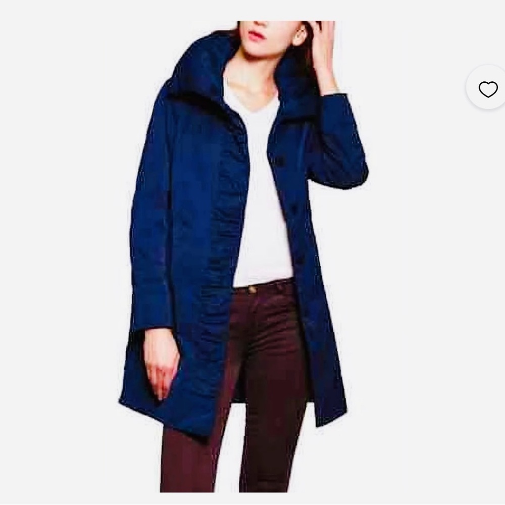 Rainforest Women’s Ruched Hidden Hood Travel Rain Navy Blue Jacket. Size M. #220